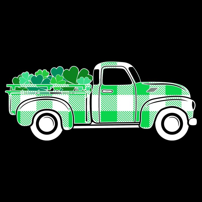 St Patrick's Day Truck Full of Clovers Stripe Pom Pom Beanie