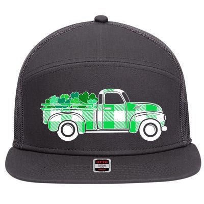 St Patrick's Day Truck Full of Clovers 7 Panel Mesh Trucker Snapback Hat