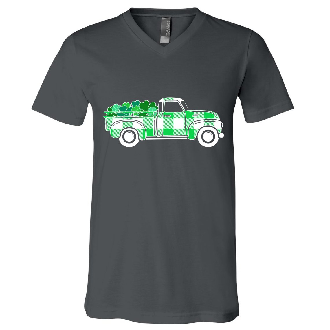 St Patrick's Day Truck Full of Clovers V-Neck T-Shirt