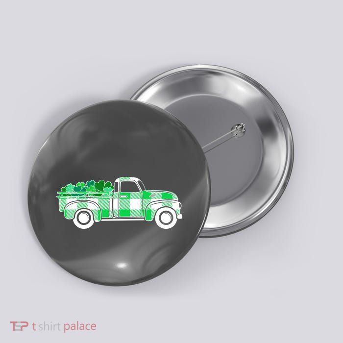 St Patrick's Day Truck Full of Clovers Button