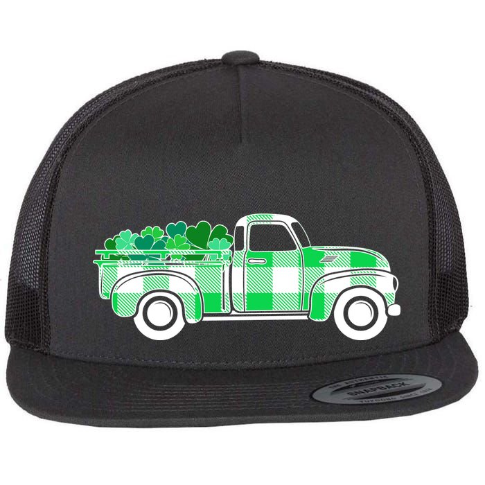 St Patrick's Day Truck Full of Clovers Flat Bill Trucker Hat