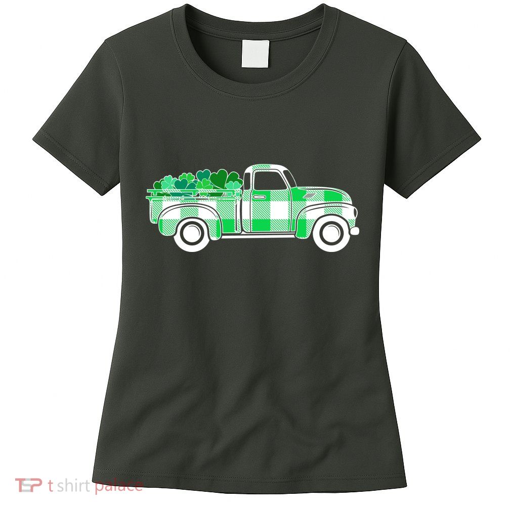 St Patrick's Day Truck Full of Clovers Womens T-Shirt