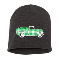 St Patrick's Day Truck Full of Clovers Short Acrylic Beanie
