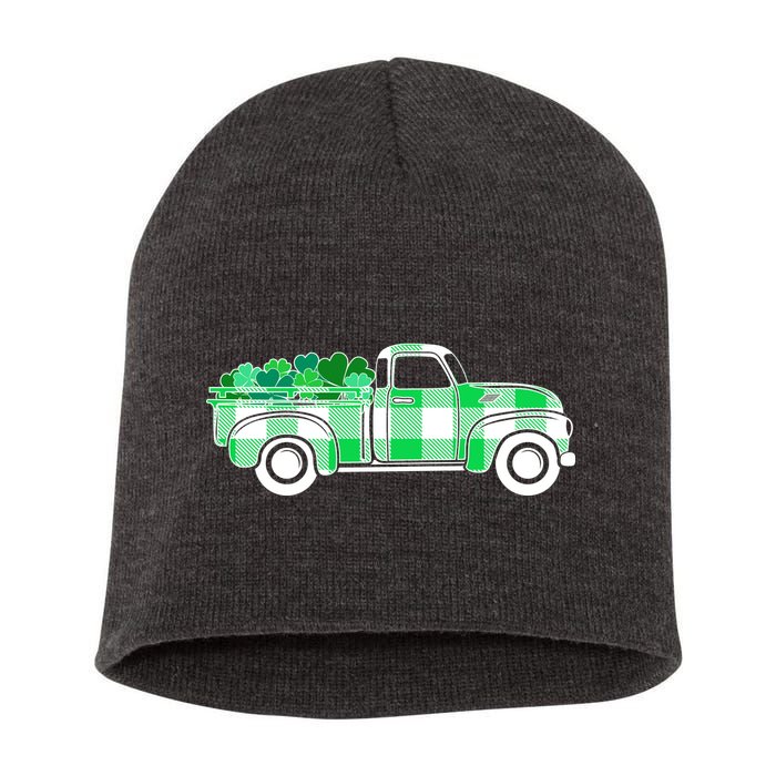 St Patrick's Day Truck Full of Clovers Short Acrylic Beanie