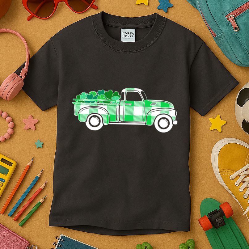 St Patrick's Day Truck Full of Clovers Kids T-Shirt