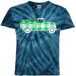 St Patrick's Day Truck Full of Clovers Kids Tie-Dye T-Shirt