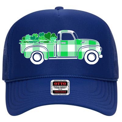 St Patrick's Day Truck Full of Clovers High Crown Mesh Back Trucker Hat