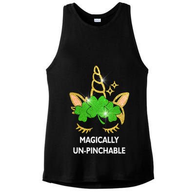 St Patrick's Day Unicorn Magically Un-Pinchable Ladies PosiCharge Tri-Blend Wicking Tank