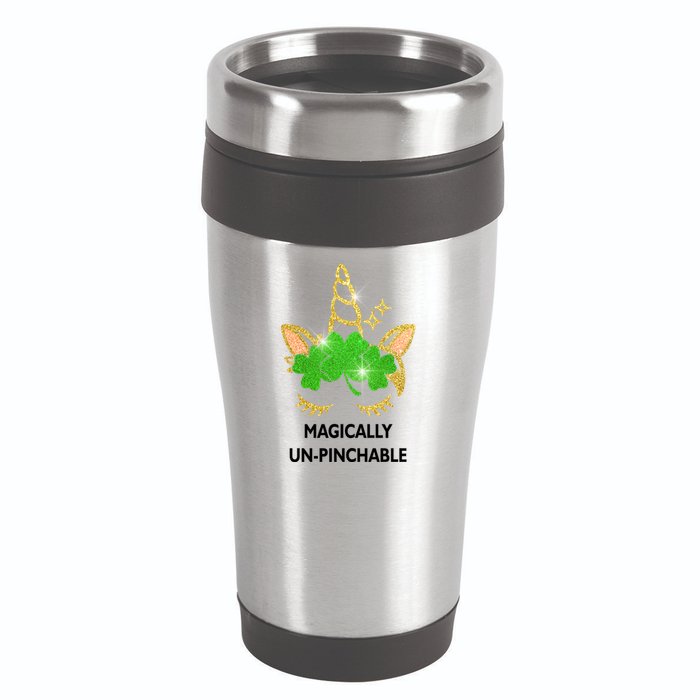 St Patrick's Day Unicorn Magically Un-Pinchable 16oz Travel Tumbler