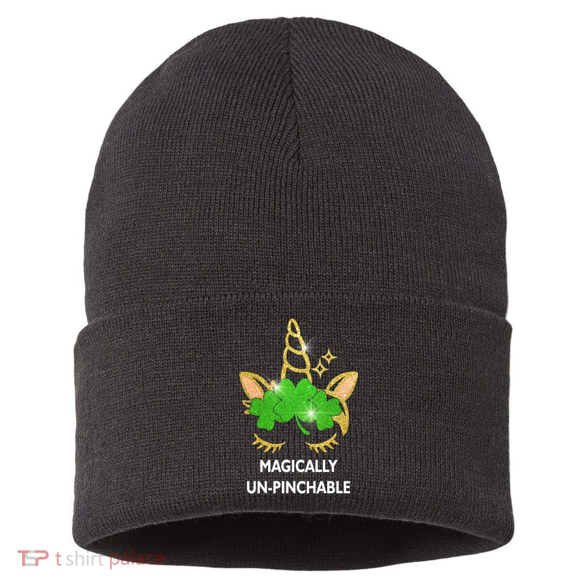 St Patrick's Day Unicorn Magically Un-Pinchable Sustainable Knit Beanie