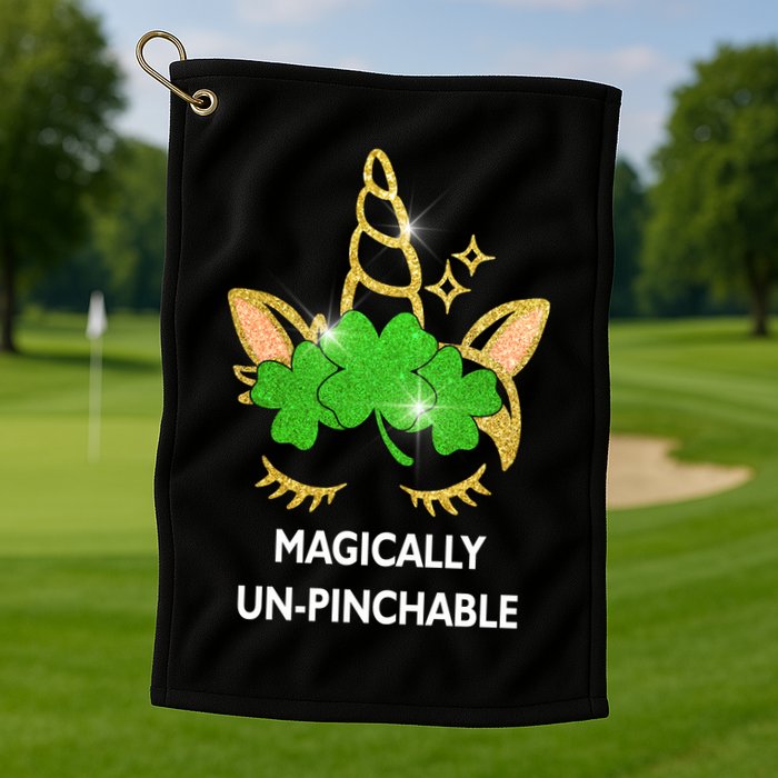 St Patrick's Day Unicorn Magically Un-Pinchable Golf Towel