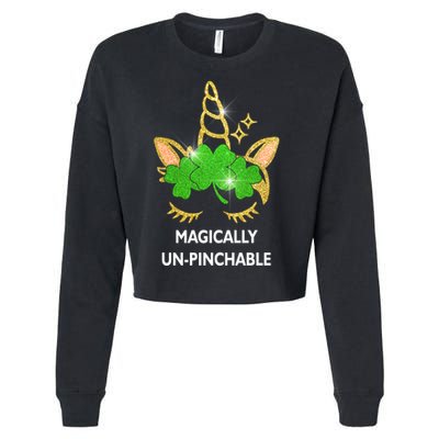 St Patrick's Day Unicorn Magically Un-Pinchable Cropped Pullover Crew