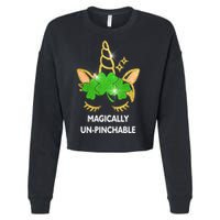 St Patrick's Day Unicorn Magically Un-Pinchable Cropped Pullover Crew
