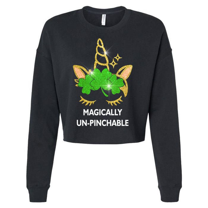 St Patrick's Day Unicorn Magically Un-Pinchable Cropped Pullover Crew
