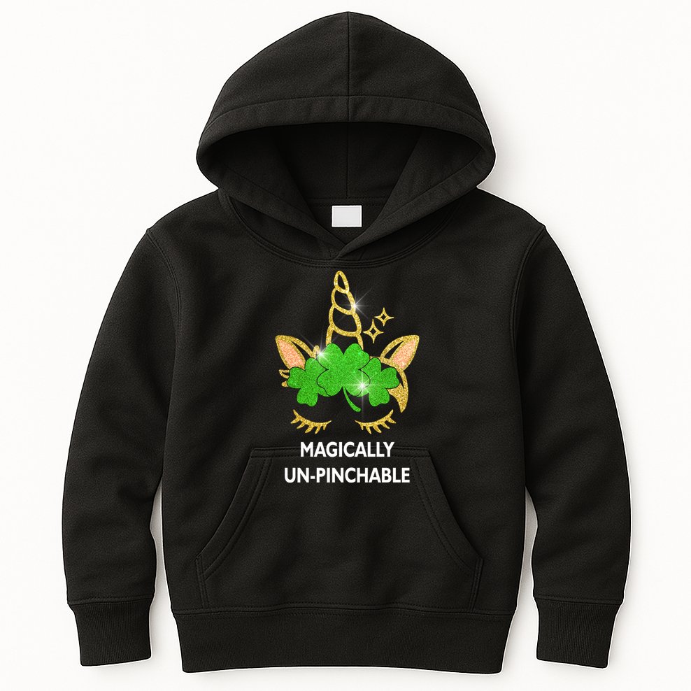 St Patrick's Day Unicorn Magically Un-Pinchable Kids Hoodie