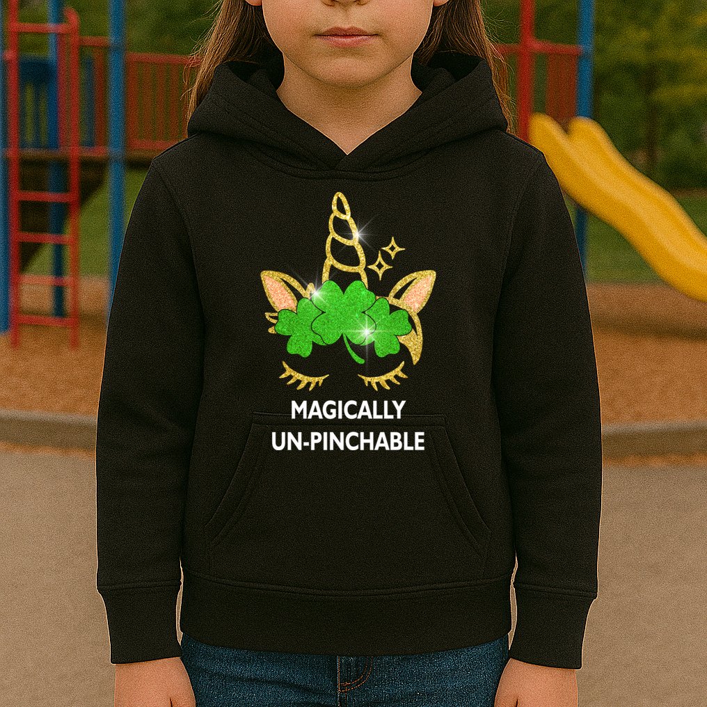 St Patrick's Day Unicorn Magically Un-Pinchable Kids Hoodie