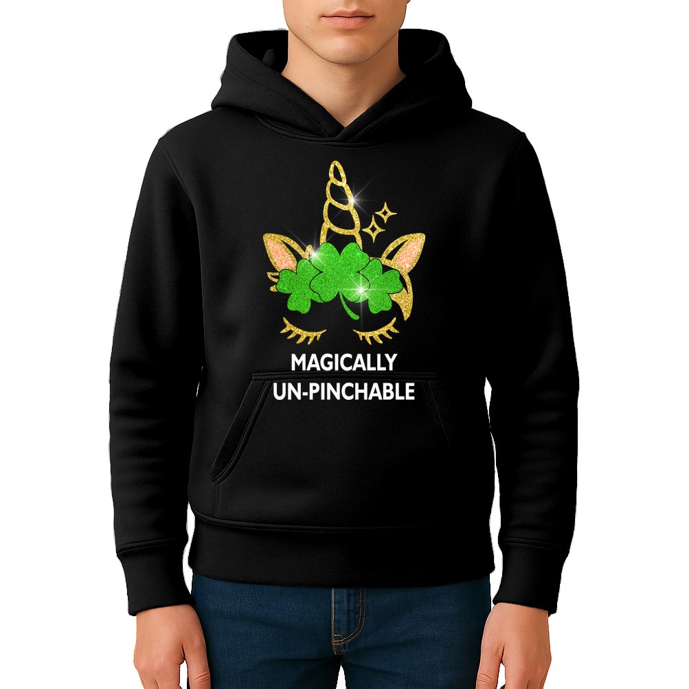 St Patrick's Day Unicorn Magically Un-Pinchable Kids Hoodie