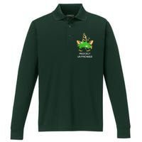 St Patrick's Day Unicorn Magically Un-Pinchable Performance Long Sleeve Polo