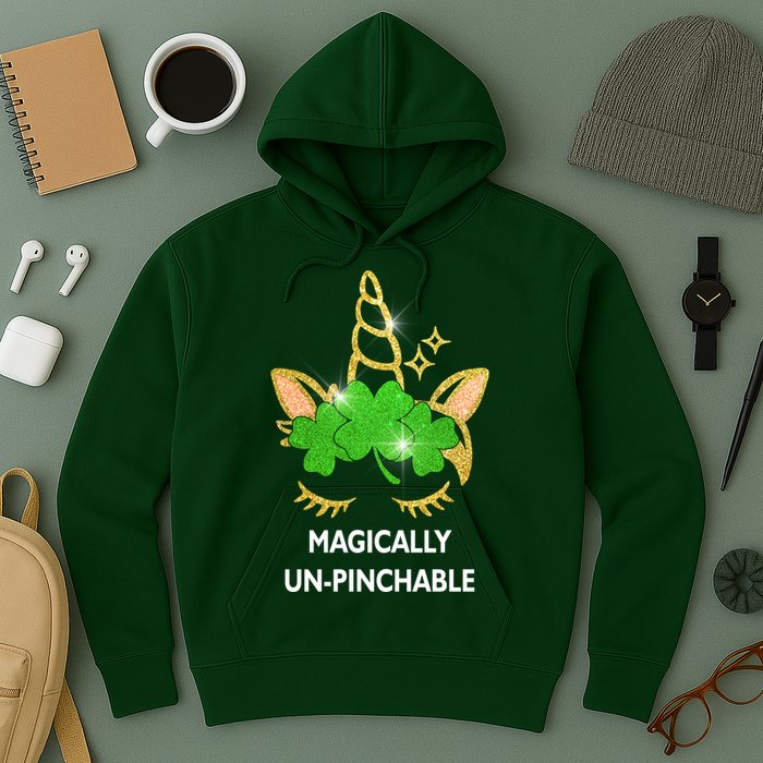 St Patrick's Day Unicorn Magically Un-Pinchable Hoodie