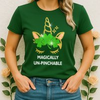 St Patrick's Day Unicorn Magically Un-Pinchable Womens T-Shirt