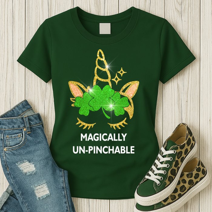 St Patrick's Day Unicorn Magically Un-Pinchable Womens T-Shirt