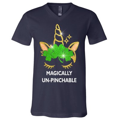 St Patrick's Day Unicorn Magically Un-Pinchable V-Neck T-Shirt