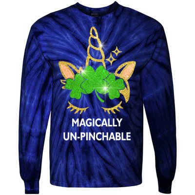 St Patrick's Day Unicorn Magically Un-Pinchable Tie-Dye Long Sleeve Shirt