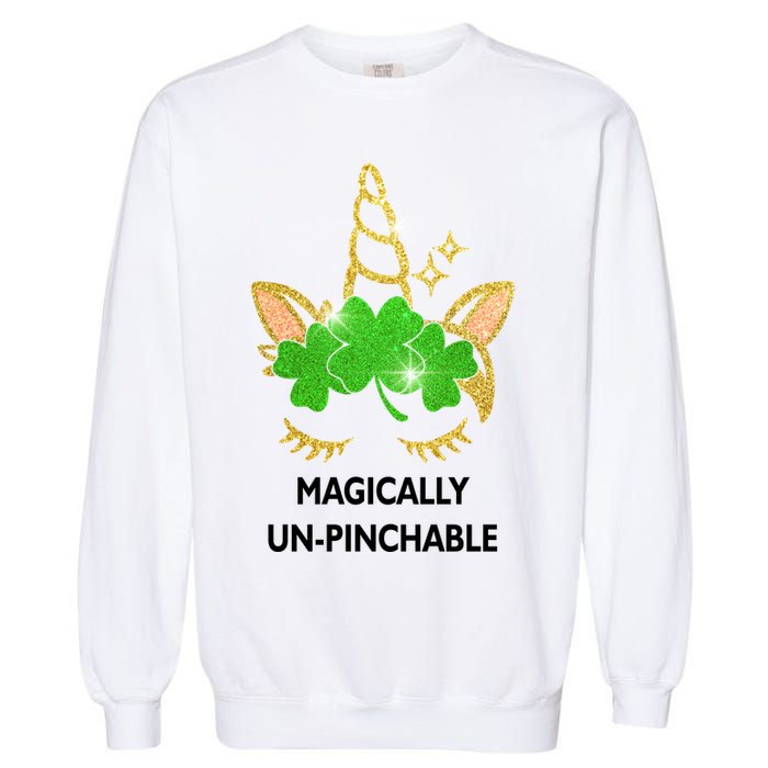 St Patrick's Day Unicorn Magically Un-Pinchable Garment-Dyed Sweatshirt