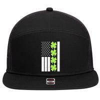 St Patrick's Day USA American Flag Shamrock Clovers 7 Panel Mesh Trucker Snapback Hat