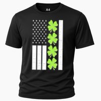St Patrick's Day USA American Flag Shamrock Clovers Cooling Performance Crew T-Shirt