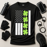 St Patrick's Day USA American Flag Shamrock Clovers Cooling Performance Crew T-Shirt