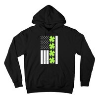 St Patrick's Day USA American Flag Shamrock Clovers Hoodie