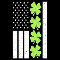 St Patrick's Day USA American Flag Shamrock Clovers Button