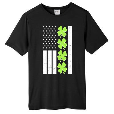 St Patrick's Day USA American Flag Shamrock Clovers Tall Fusion ChromaSoft Performance T-Shirt