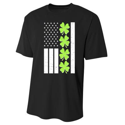 St Patrick's Day USA American Flag Shamrock Clovers Performance Sprint T-Shirt