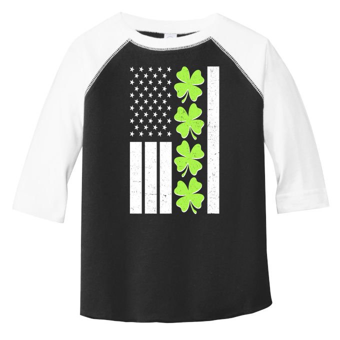 St Patrick's Day USA American Flag Shamrock Clovers Toddler Fine Jersey T-Shirt