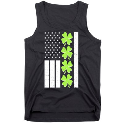 St Patrick's Day USA American Flag Shamrock Clovers Tank Top