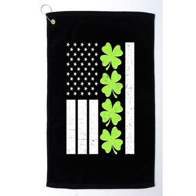 St Patrick's Day USA American Flag Shamrock Clovers Golf Towel