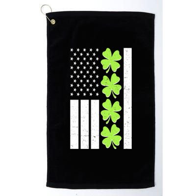 St Patrick's Day USA American Flag Shamrock Clovers Platinum Collection Golf Towel