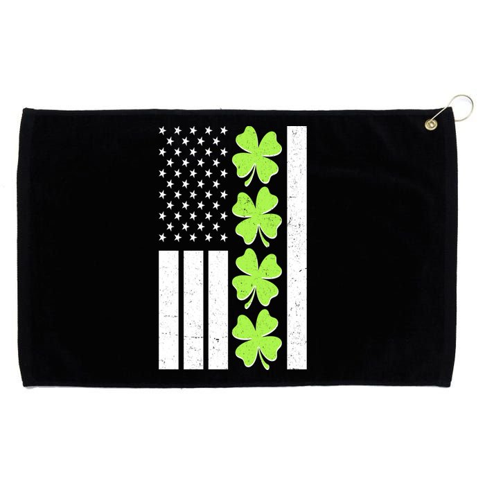 St Patrick's Day USA American Flag Shamrock Clovers Grommeted Golf Towel