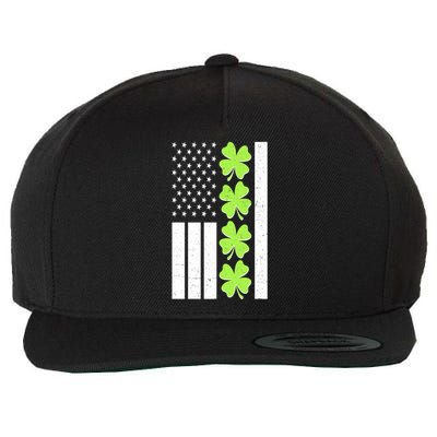 St Patrick's Day USA American Flag Shamrock Clovers Wool Snapback Cap