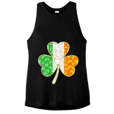 St Patrick's Day Video Gamer Shamrock Clover Ladies PosiCharge Tri-Blend Wicking Tank