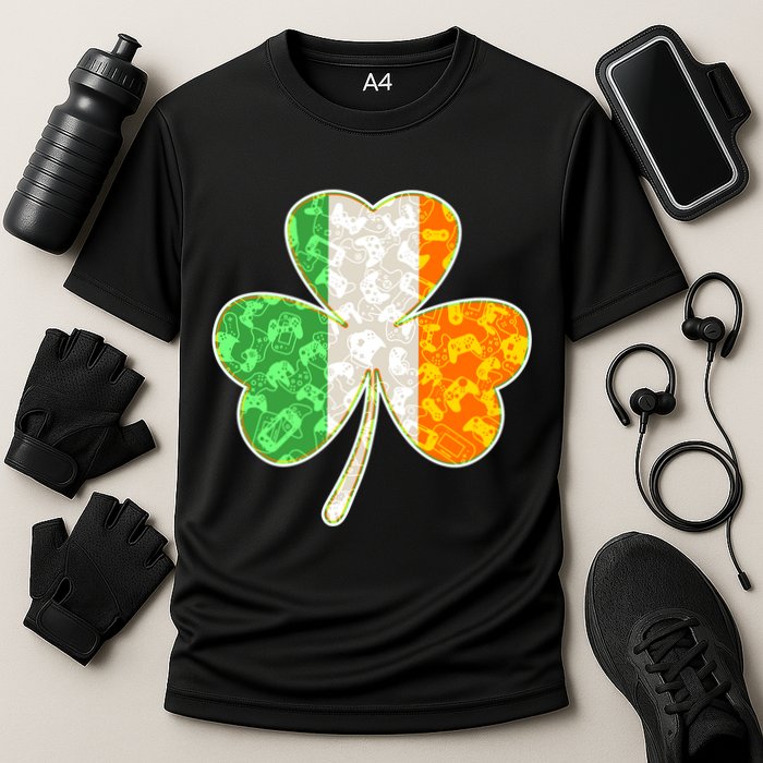 St Patrick's Day Video Gamer Shamrock Clover Cooling Performance Crew T-Shirt