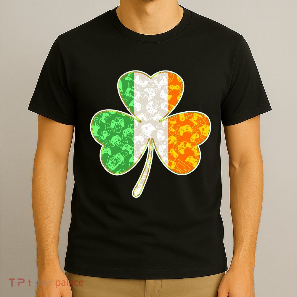 St Patrick's Day Video Gamer Shamrock Clover T-Shirt