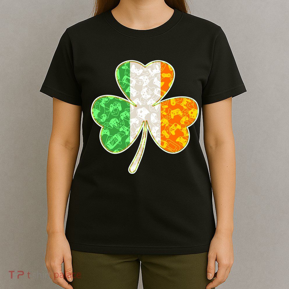 St Patrick's Day Video Gamer Shamrock Clover T-Shirt