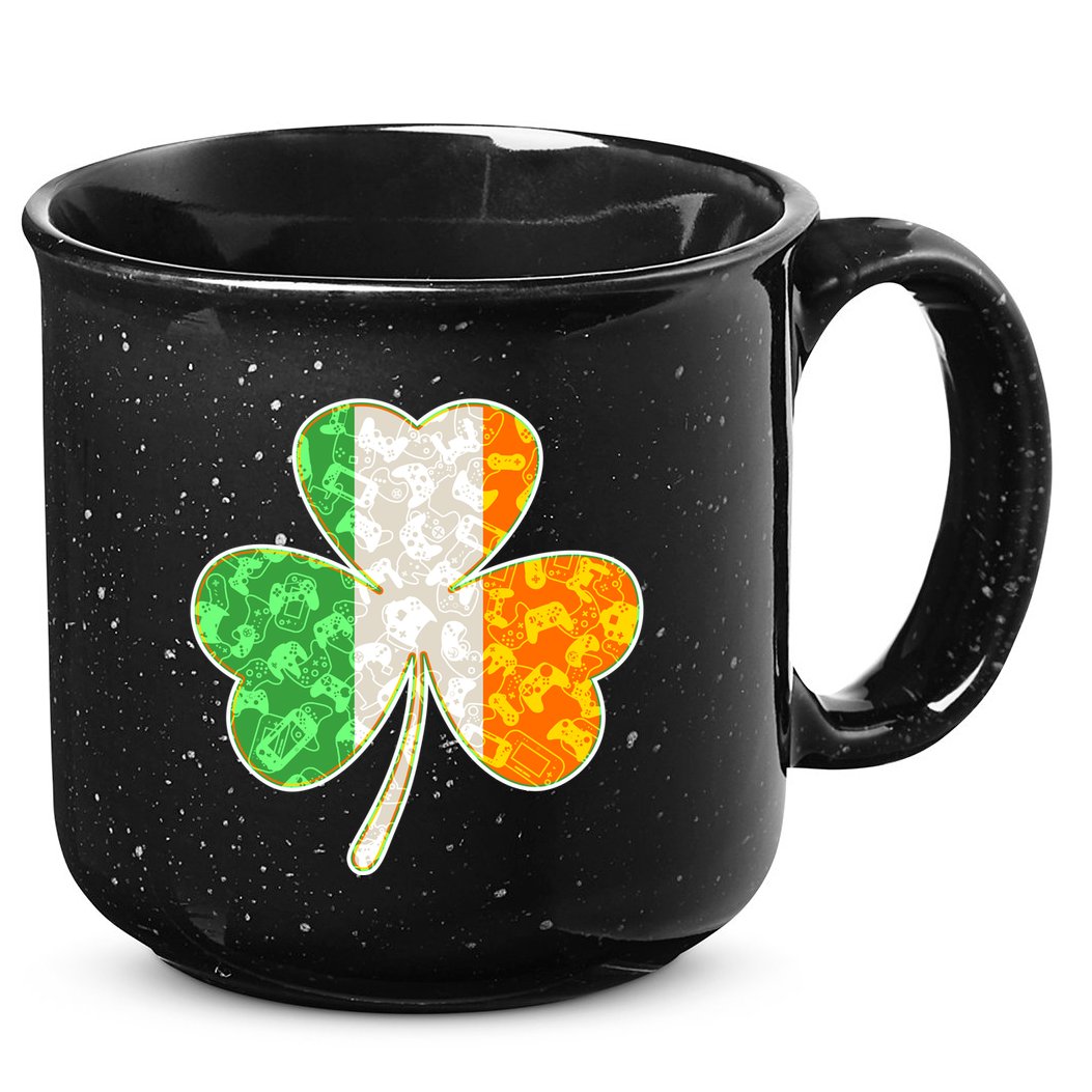 St Patrick's Day Video Gamer Shamrock Clover 15oz Campfire Ceramic Mug