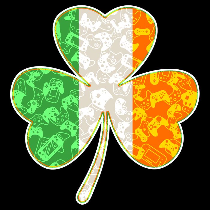 St Patrick's Day Video Gamer Shamrock Clover Drawstring Bag
