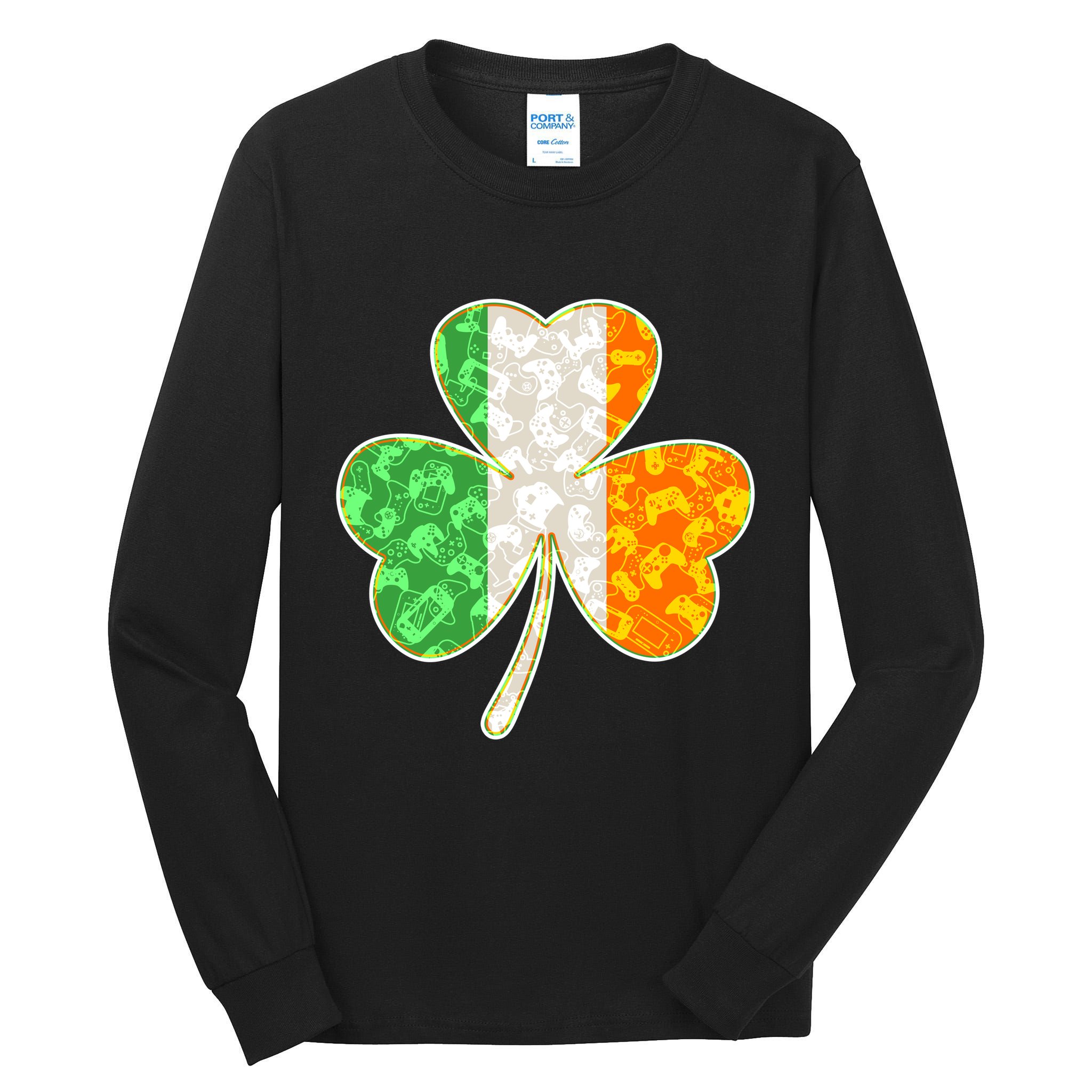 St Patrick's Day Video Gamer Shamrock Clover Tall Long Sleeve T-Shirt