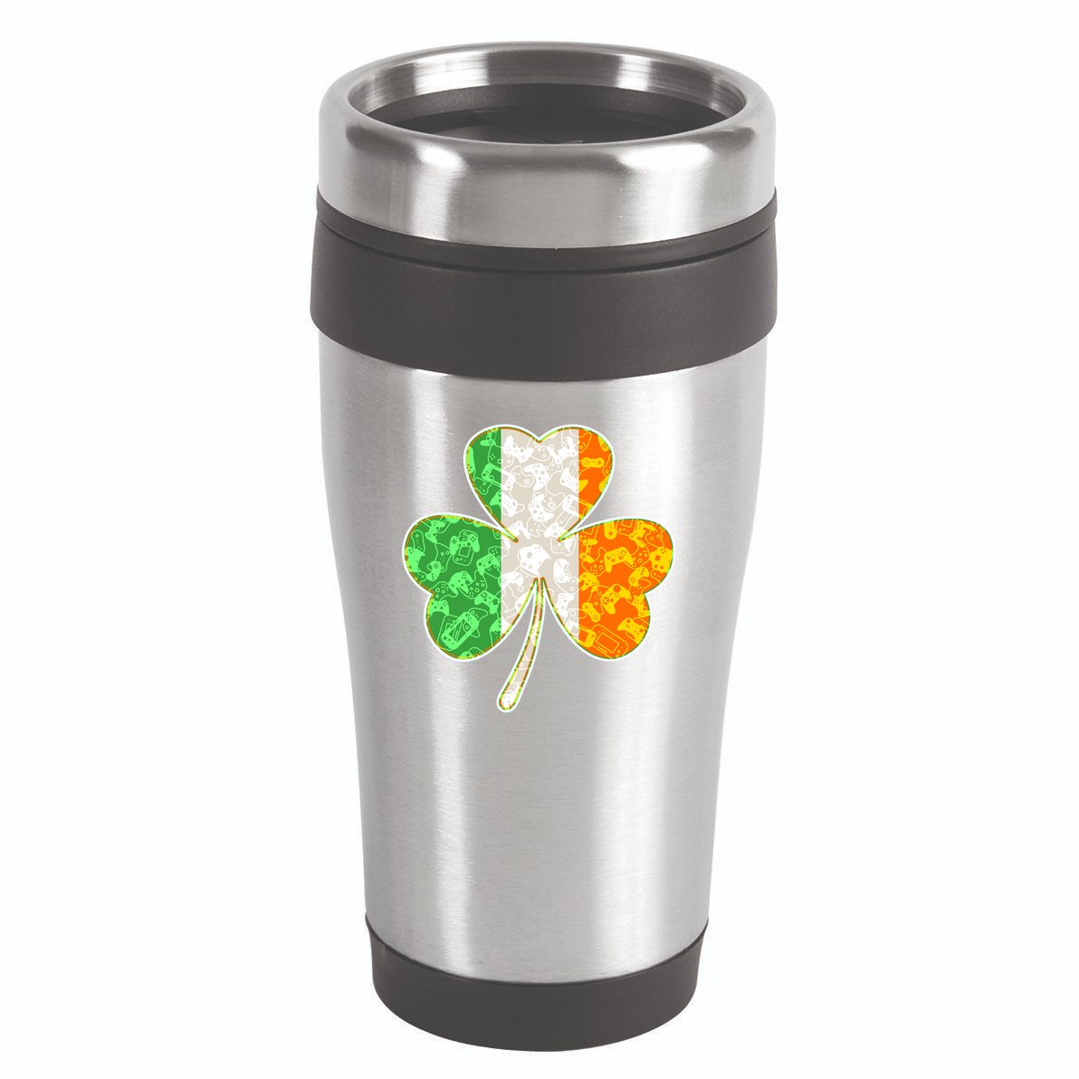 St Patrick's Day Video Gamer Shamrock Clover 16oz Travel Tumbler