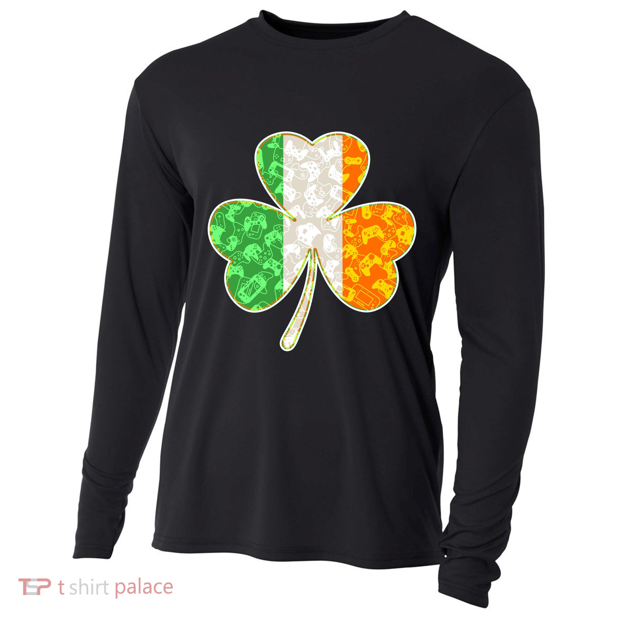 St Patrick's Day Video Gamer Shamrock Clover Cooling Performance Long Sleeve Crew